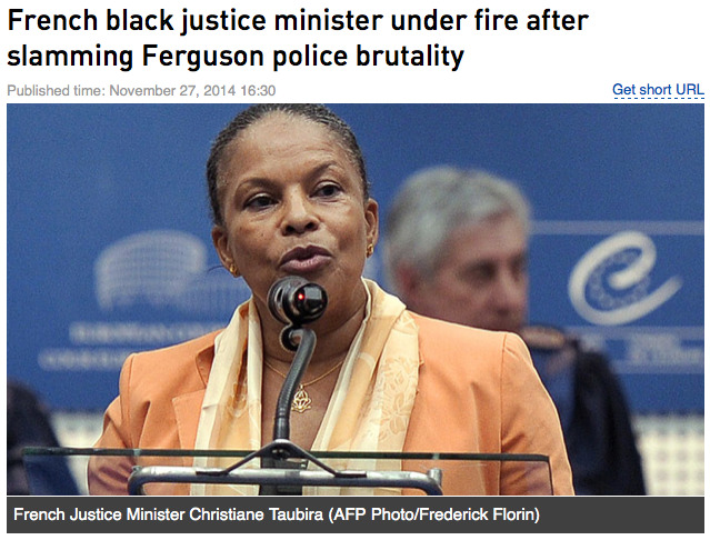  The French justice minister has been critical of US police violence after the Ferguson