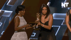 blacknewblack:  be-blackstar:  shaloved30:  Taraji P. Henson is more than excited for Regina King winning the Emmy for Best Supporting Actress in a Limited Series for her role in American Crime.  Black girls supporting for black girls: my aesthetic  Black