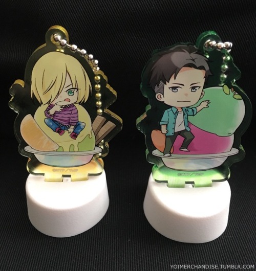 yoimerchandise: YOI x Only Shop (Series 1: Sundae) Acrylic Bottlecaps  Original Release Date:January to March 2017 Featured Characters (17 Total):Viktor (Original + Secret Versions), Makkachin, Yuuri, Yuri, Otabek, Christophe, Christophe’s cat, Emil,