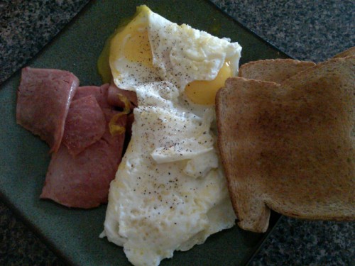 Sex Sunday morning breakfast.  Spam, eggs & pictures