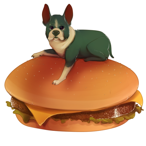 Newest drawing up on @redbubble! Is it a puppy sized burger, or a burger sized puppy?