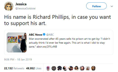 comfygiant:  gahdamnpunk:   Can we support him please?!     I would love to share this with everyone who may happen to see this post. Please support this wonderful human being. He spent nearly a half century in prison for a crime he never committed. And