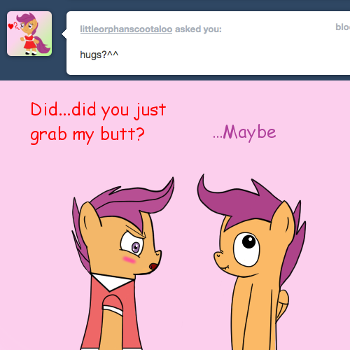 scootaloveshack:  Couldn’t help myself! I…,I mean, “you” look so cute in that dress, baby!  X3!