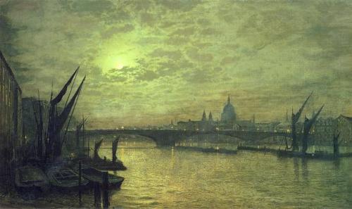 The Thames by Moonlight with Southwark Bridge (1884) - John Atkinson Grimshaw - Guildhall Art Galler