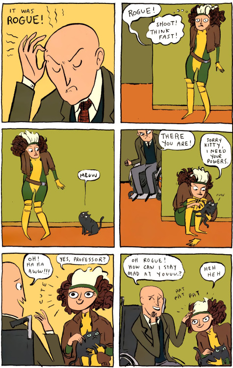 brianmichaelbendis:Rogue gets in trouble by Kate Beaton