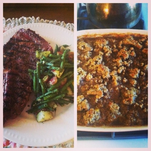 We worked up quite the appetite today…..and I love big Sunday dinners. Grilled Moo-lissa rib 