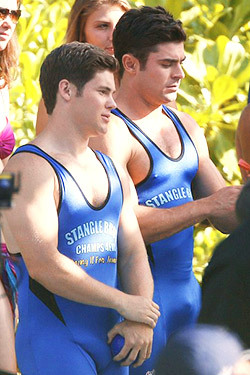 famousmeat:  Zac Efron bulges in a wrestling singlet for “Mike and Dave Need Wedding Dates”