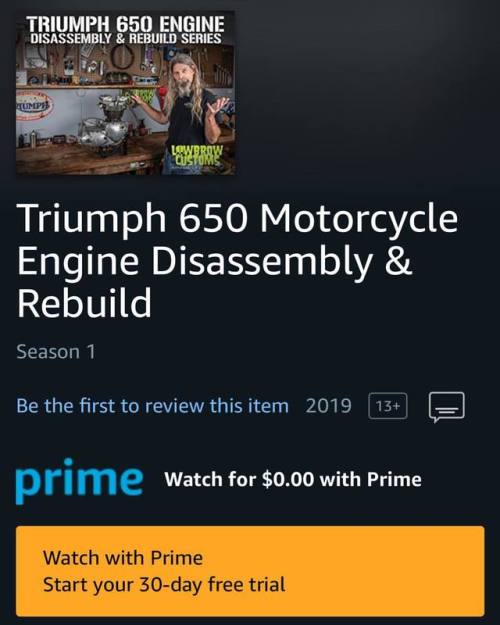 Yo, do you got the Prime!? Well if you do you now can watch Todd’s Triumph 650 Engine Disassem