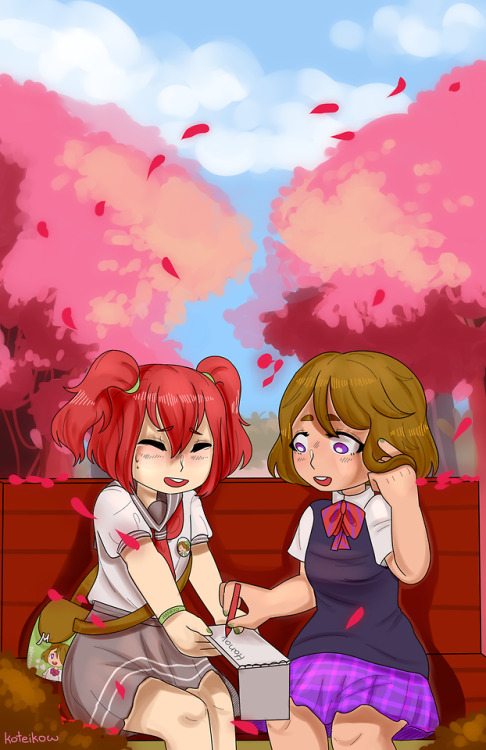 art-by-koteikow:ruby is hanayo’s fangirl!
