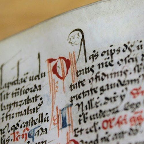muspeccoll:#ManuscriptMonday: A tiny smiling face on fol. 82v of a ferial Psalter and breviary produ