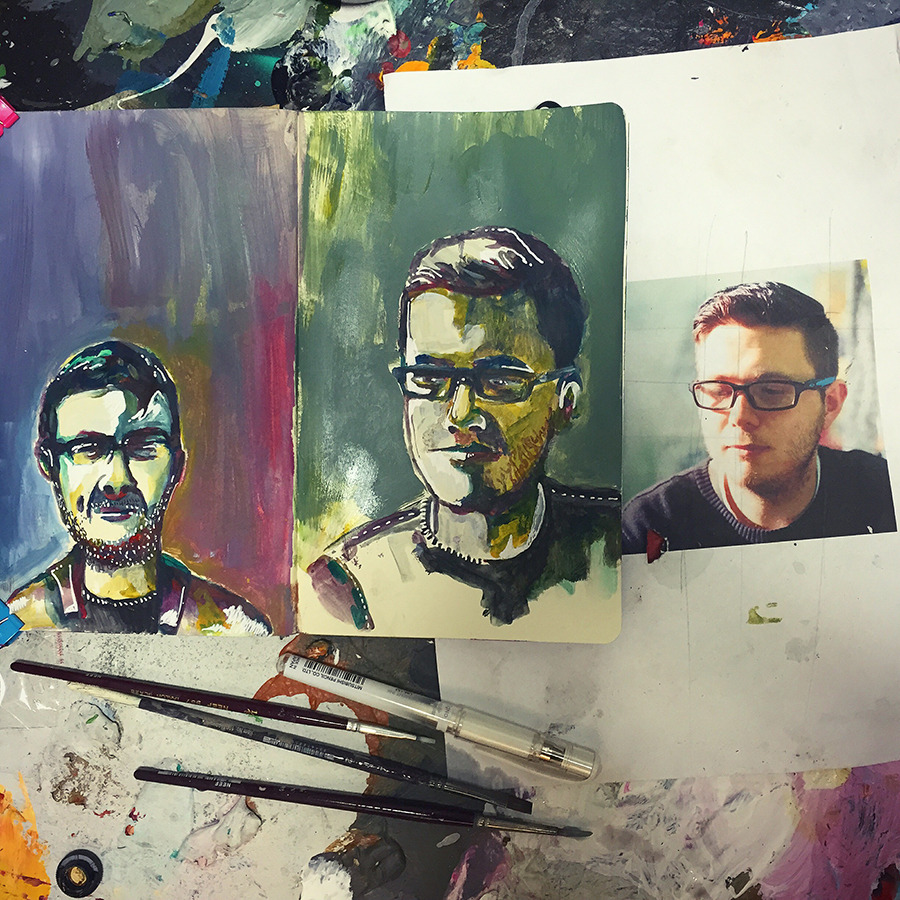 fuckyeahmoleskines:  self portrait painting in my moleskine visit more at www.creatingmadness.com.au