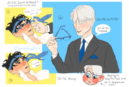 trolithfoxyflint: Viktor “he’s drunk. he’s only saying that because he’s drunk otherwise there’s no way he would ever really love me, right? holy shit. right?? fuck???” Nikiforov (based off this) Instagram | Twitter | Art Blog 