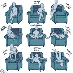 bbs-incorrectquotes:  eyesofenigma: A wild comfy sofa chair has appeared!! …..What will you do?   I have done every one of these except Lawful Evil