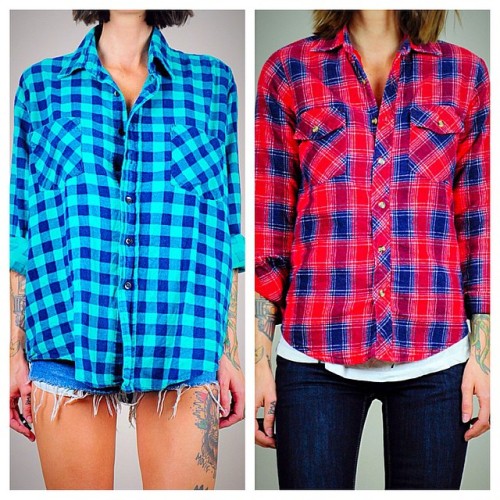 You can&rsquo;t go wrong with these vintage plaid tops from @noirohio ! I could live in these! #vint