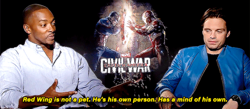 darlingcap:Mackie talks about Red Wing and Tony being the Avengers Dad ✿( ◕ᴗ◕＊) 