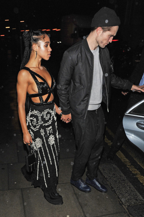 myheartsnsocal:Rob and girlfriend FKATwigs leaving the BritAwards After AFTER party