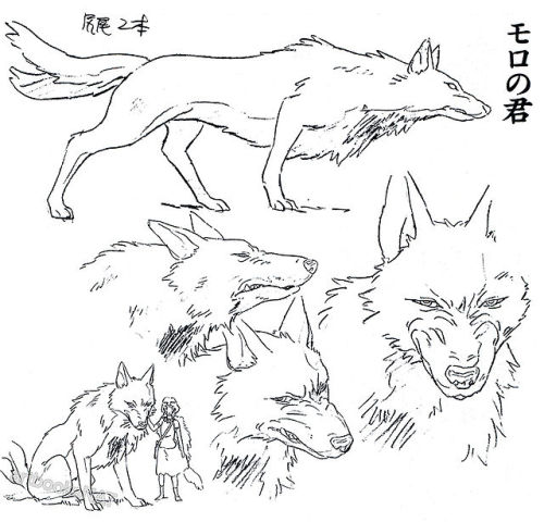 artbooksnat:  Princess Mononoke (もののけ姫) animation materials by character designer Masashi Ando (安藤雅司) in the Mononoke Hime Roman Album (Amazon US | JP) 