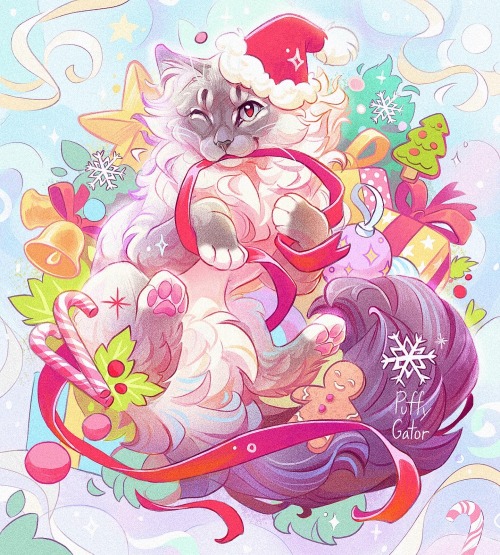 puffygator: Christmas cat for Distracted by Diamonds painting set!