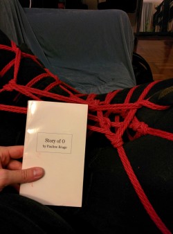 ropeandthings: Some late night reading and red rope. It’s been so long since I’ve reread this book and almost as long since I’ve used this red hemp. I’d forgotten how heavy it is compared to the jute I’ve been using. Delicious. 