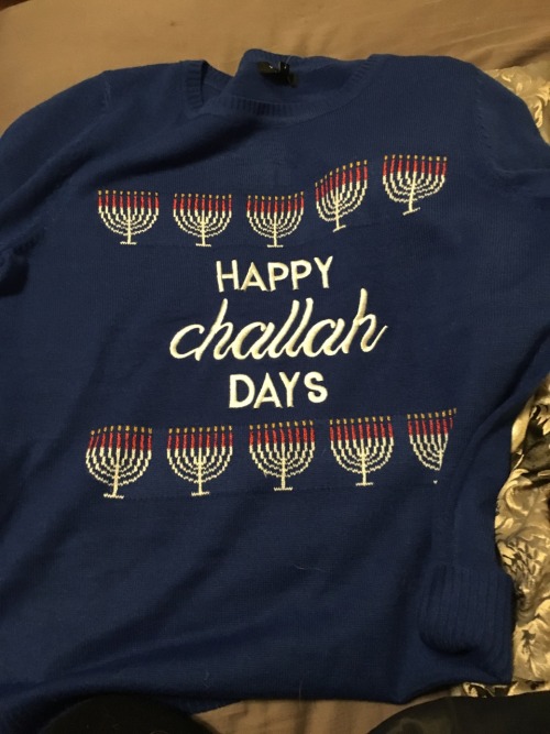 vaspider: ceciliadavidson: prridot: I went to a thrift store and found the best ugly Hanukkah sweate