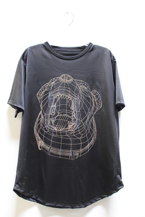 funartistsgraphics: Silver bear graphic on a black mesh tee!