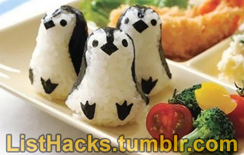 fumblrfish:  madamawesome444:  listhacks:  Rice Food Art Ideas - If you like this list follow ListHacks for more     Fun fact: School children in Japan won’t eat their food unless it’s cute.  If you’re ever interested in cooking this kind of food,