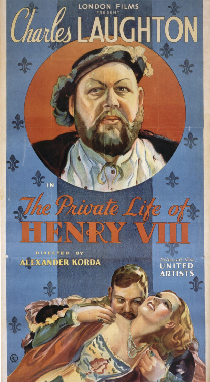 movieposteroftheday: US three sheet poster for THE PRIVATE LIFE OF HENRY VIII (Alexander Korda, UK, 
