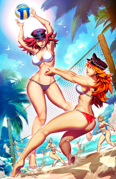 Poison and Roxy from FinalFight, squaring off against Mary and Eliza from Final Fight 2. Illustratio