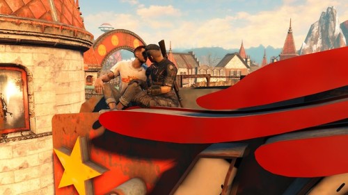 anonymous  asked:Gray washer and chiv smooching on top of the nuka world sign or andoy and Tanaka sm