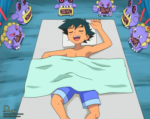 th3dm0n:  Ash Ketchum - Sleeping Shirtless 7 Original Artwork (Screenshot) is from the Pokemon X&Y Anime Series, Hoopa Special 2, edited by dm0n.© Names & Characters are Copyrighted by Pokémon/Nintendo.No copyright infringement intended  