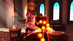 darklordiiid: Spicy Peach Got the idea for this one off of a random pinup photo I found on Imgur. While putting together the pose, I got the idea to have her holding a whip made of the fire-bar thing from Bowser’s Castle in the classic Mario games.