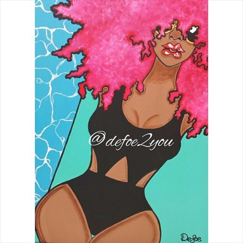 Pink curls @defoe2you #2FroChicks #art #dope #afroart #pink #kinkycurls #curls #curlyhair #photoofth