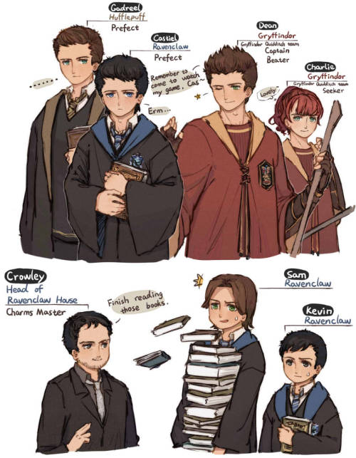 yummy-casburger:  equalyiko:  Uh……I thought of SPN with Hogwarts AU before Jensen and Misha with a s