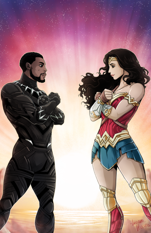 lucianovecchio:Empowering Heroes - Black Panther and Wonder Woman