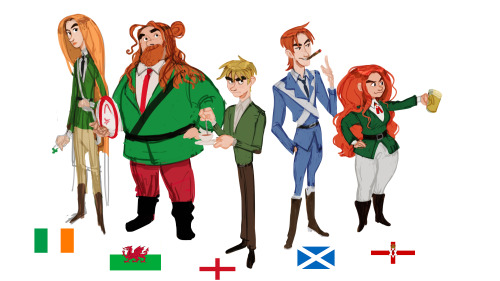 arlekhino:My attempt on the UK family ! (+ireland) - Arthur doesn’t change, still remains the same a