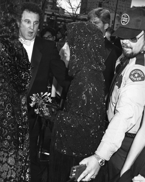 thefashioncomplex:Prince, in a beaded cape, attends the 57th Annual Academy Awards in Los Angeles on