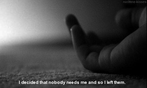 Nobody needs me… on We Heart It. https://weheartit.com/entry/76523413/via/Cheryl_Baptiste