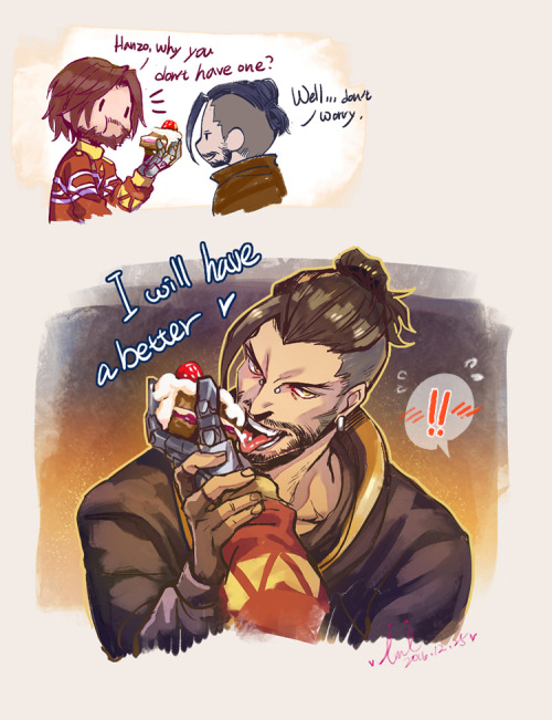 jo6su6:    ★:ﾟ*☆※>   Merry Christmas  ＜※☆:ﾟ*★ Hanzo is hungry,he need a big cake. ^Q^ <3333 