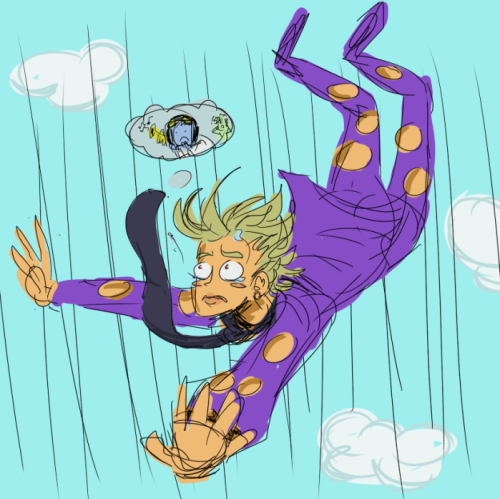 badlydrawnfugo:  As Fugo fell forever, he thought about that one time Buccellati listened to the sad trumpet song and it was so sad he cried and his tears flew upward cuz he was falling.