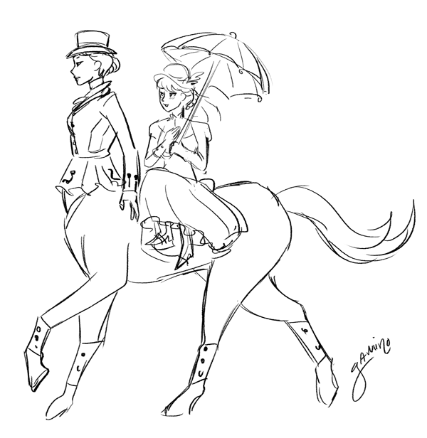 I did a doodle of my lesbian centaur aesthetic
