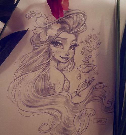 Tropical Elsa #elsa #disney #disneyprincess #frozen #drawing #darkodordevic