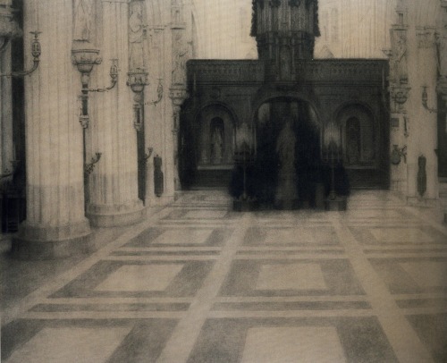 inland-delta:Fernand Khnopff, In Bruges, a church, 1904