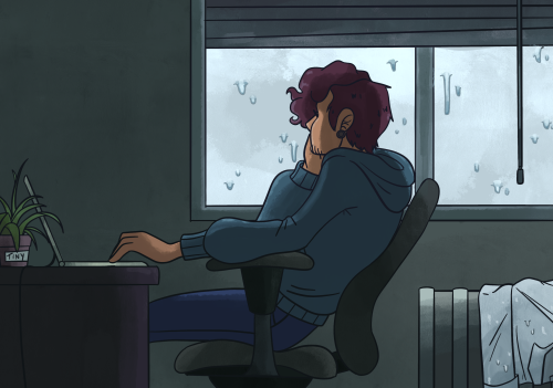 Tim + Rain + a little bit of angst, from @pezilla ‘s wonderful fic Timothy Stoker’s Guide to Dating 