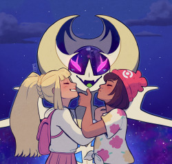 sutexii: “We’re family.” i’m dying u guys i love this game &amp; these proud moon-god parents to bits!!!  two mothers an their baby &lt;3