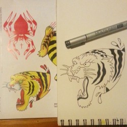 Tiger head study of a design by Ana Serret. #copic #americantraditional #tattooflash #tiger #tigers #oldschool  #artistsontumblr #mattbernson