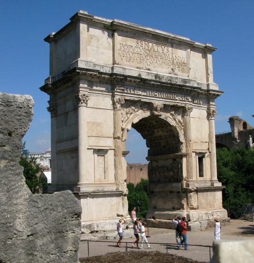 tzilahjewishcultureandhistory:The Arch of Titus, at the Forum Romanum in Rome (Italy).A black page i