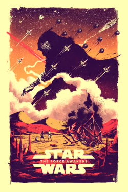 xombiedirge:  The Force Awakens by Marie Bergeron / Tumblr / Store 24″ X 36″ 5 color screen print, S/N edition of 75. Available to pre order HERE.   Going to see this on Christmas!