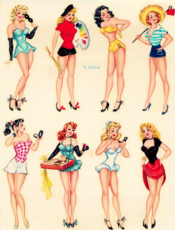 vintagegal:  Meyercord Pin-up decals c. 1950s