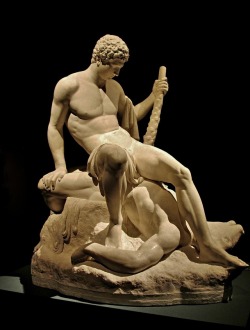 hadrian6:    Theseus and the Minotaur. 1781-83.  Antonio Canova. Italian 1757-1822. marble. Victoria and Albert Museum. London.     http://hadrian6.tumblr.com  