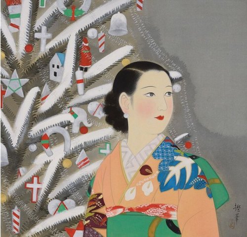 huariqueje:Christmas Tree   -    Tetsu Katsuda , 1930-36Japanese, 1896-1980Mineral pigments, 15 7/8”